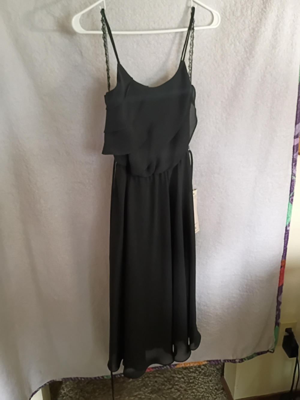 Vintage Jody Black Spaghetti Strap Midi Dress